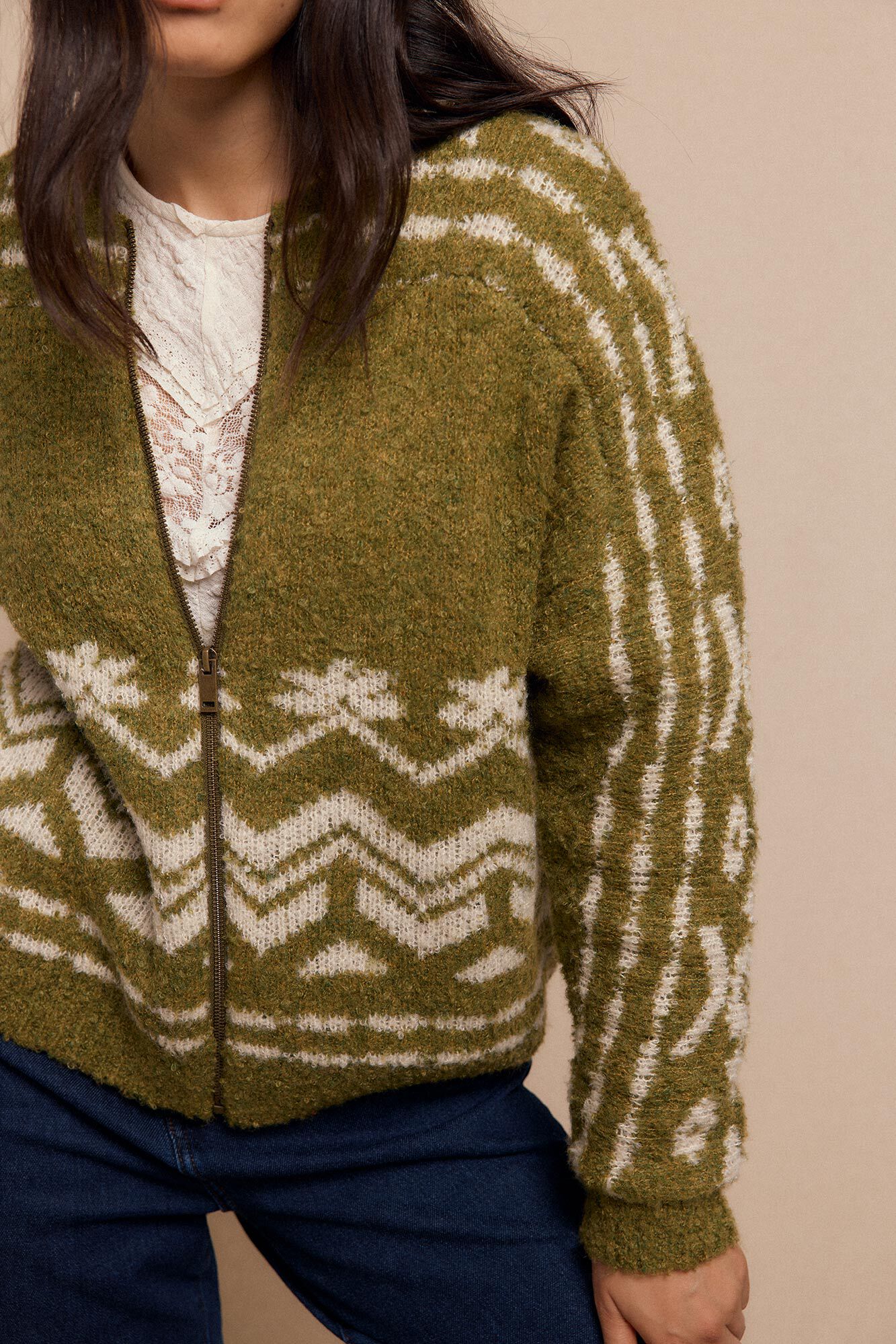 Slowlove Bomber de punto jacquard