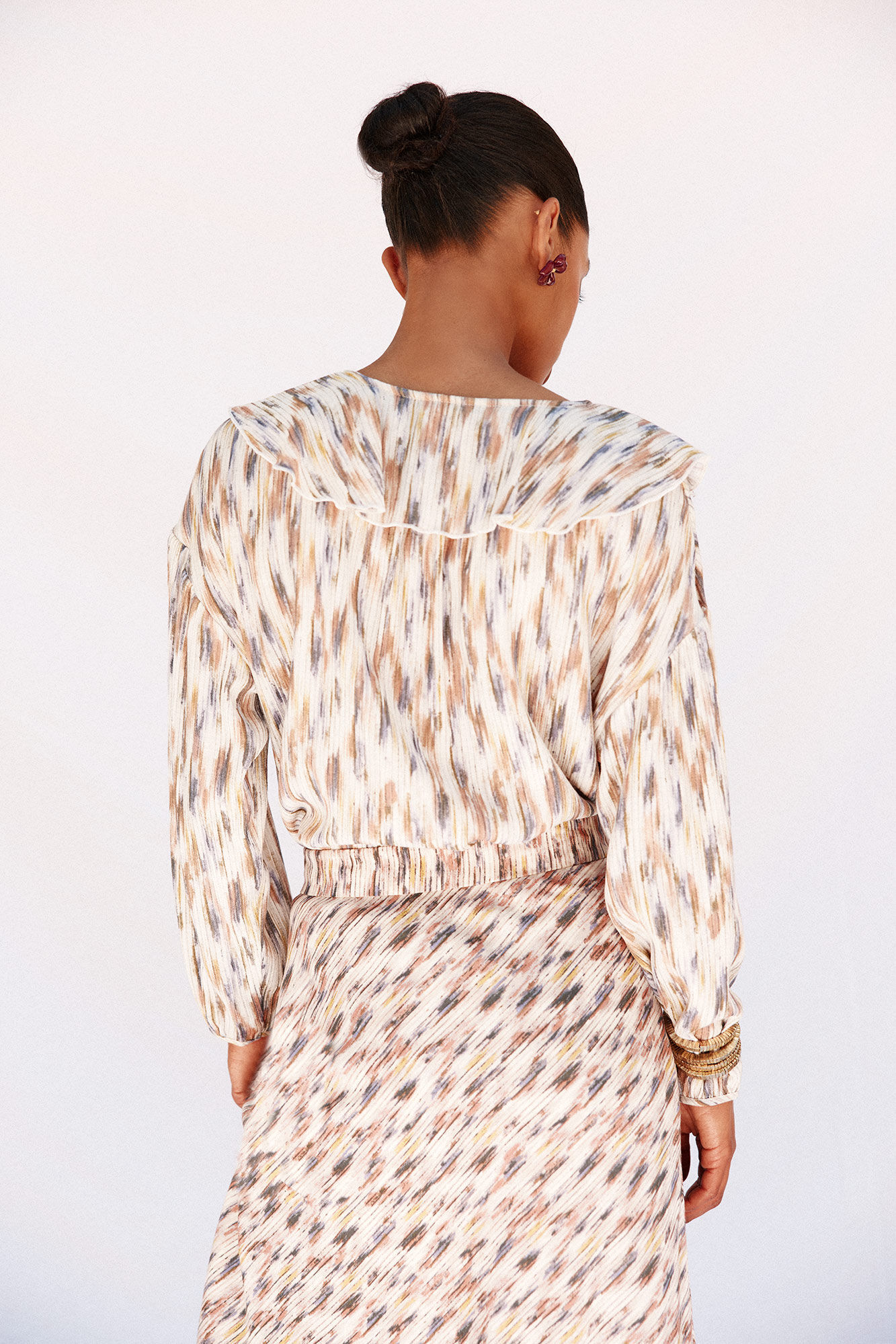 Cortefiel Blusa estampada con volantes Multicolor