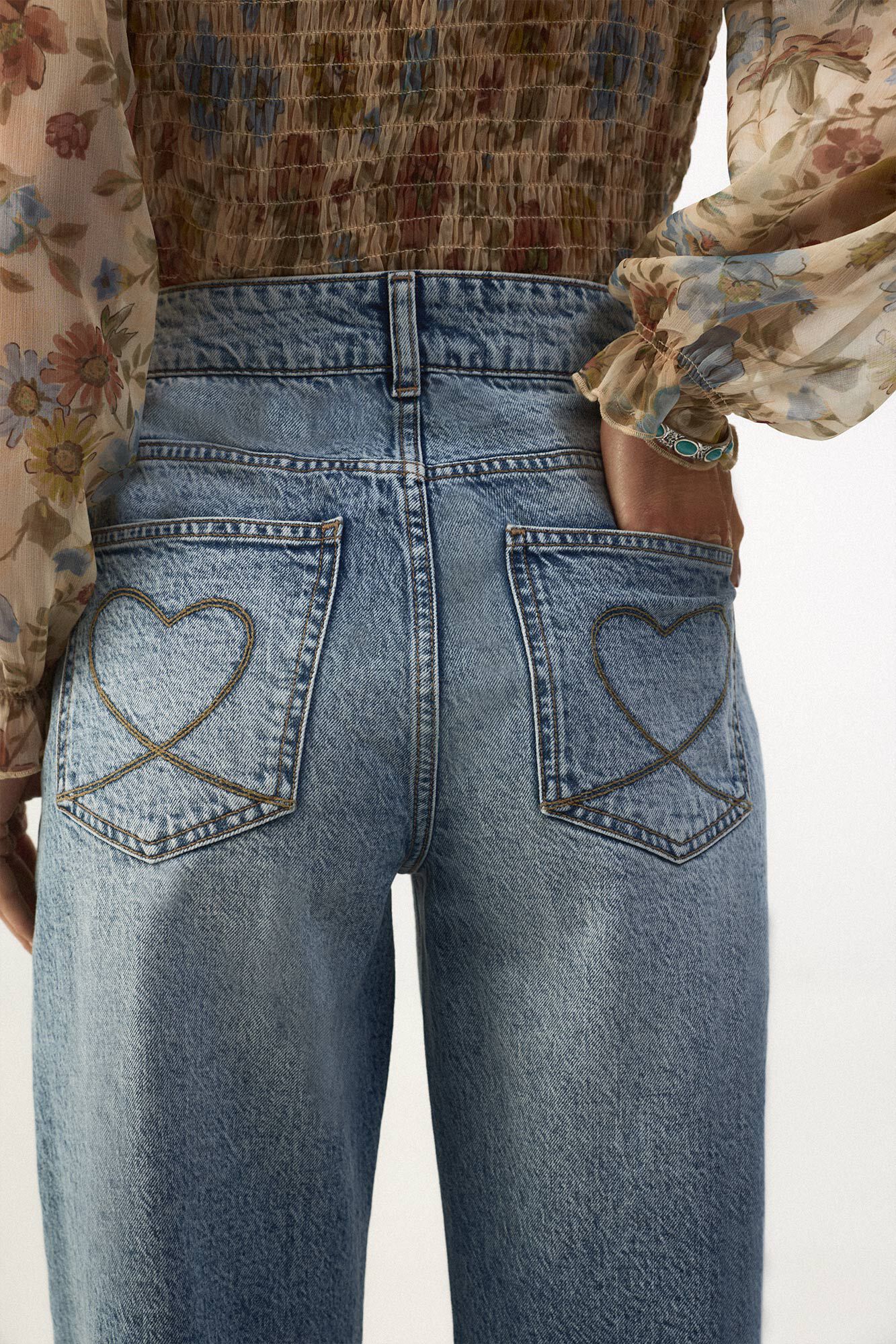 Slowlove Jeans con abertura en el dobladillo Azul