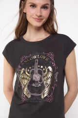 Slowlove Playera slowlove guitarra Gris oscuro