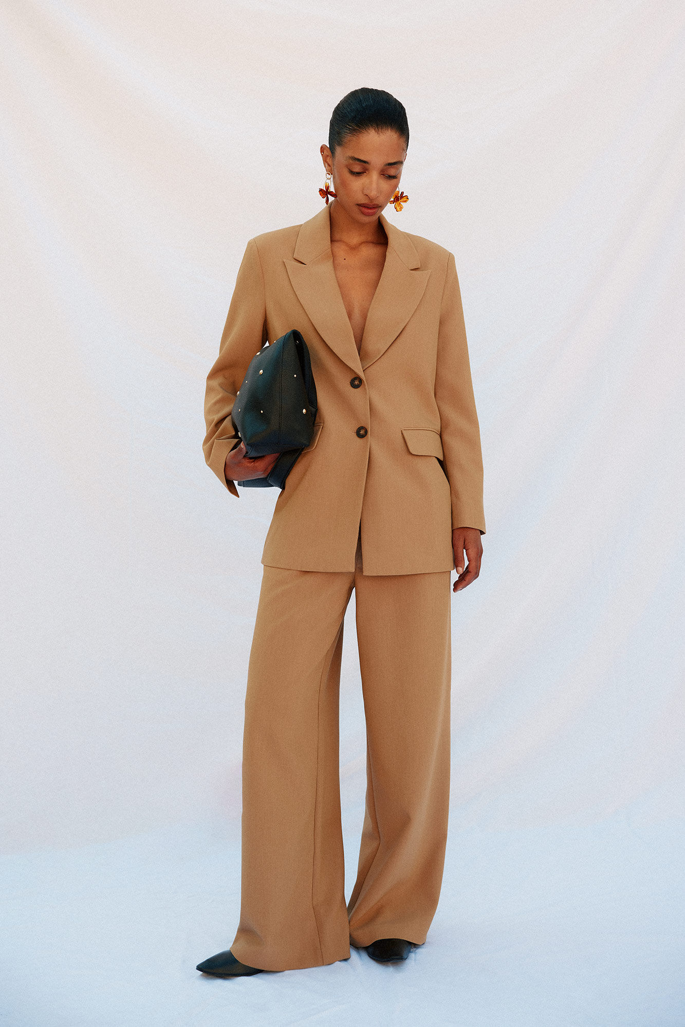 Cortefiel Blazer de cuello solapa Beige