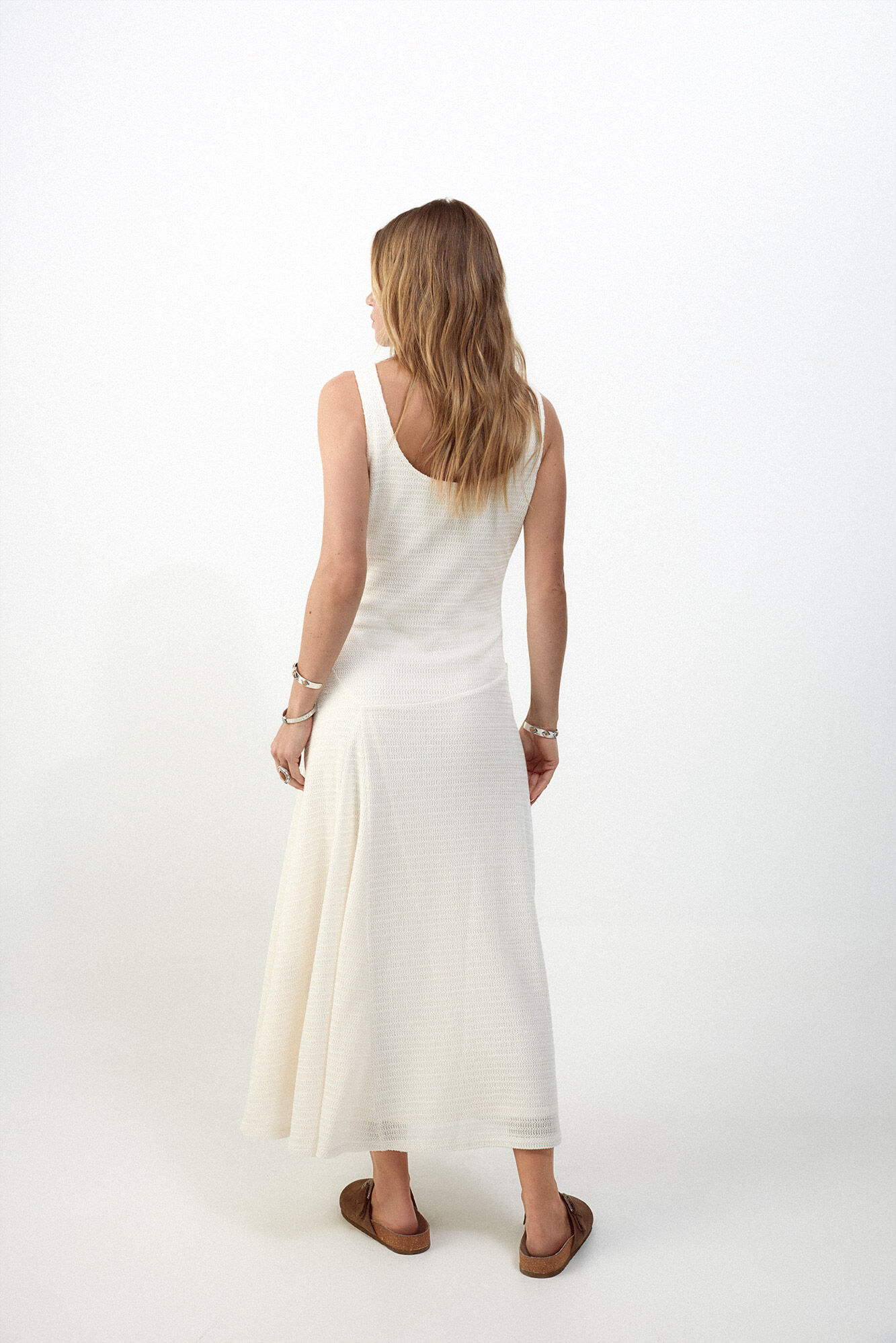 Slowlove Vestido tirantes estructura Marfil