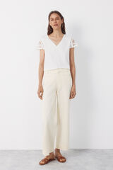 Cortefiel Pantalones con ribete Amarillo