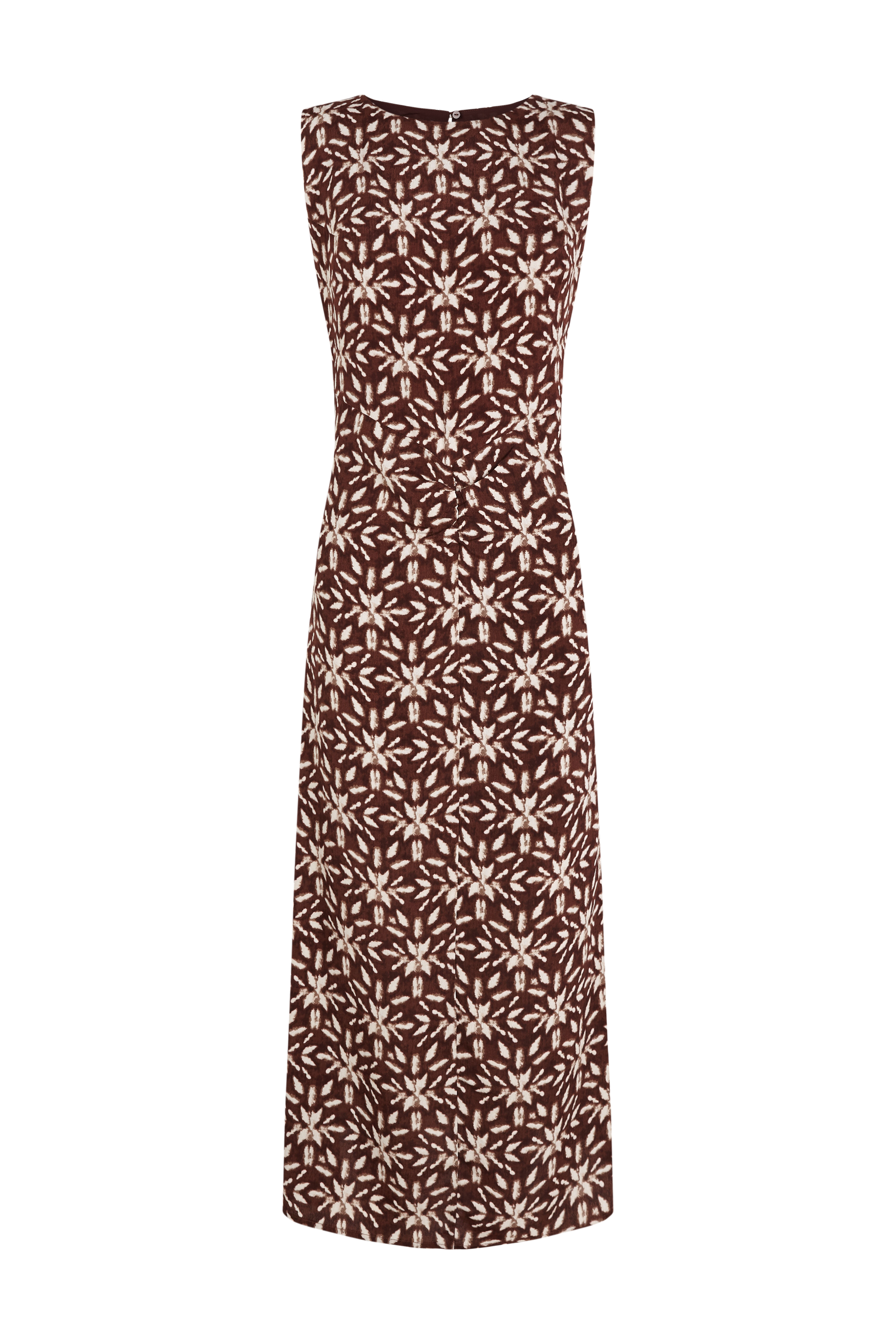 Slowlove Vestido estampado con frunce Estampado marr&oacute;n