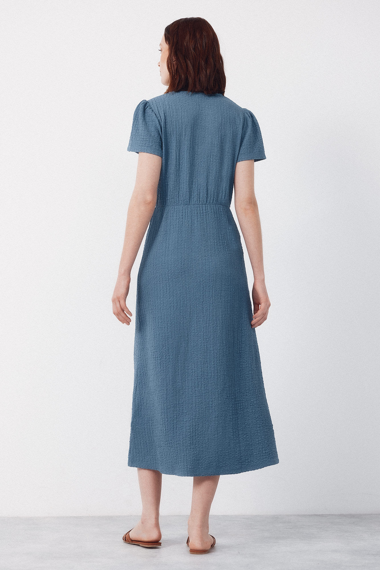Cortefiel Vestido de estructura estampado Azul marino