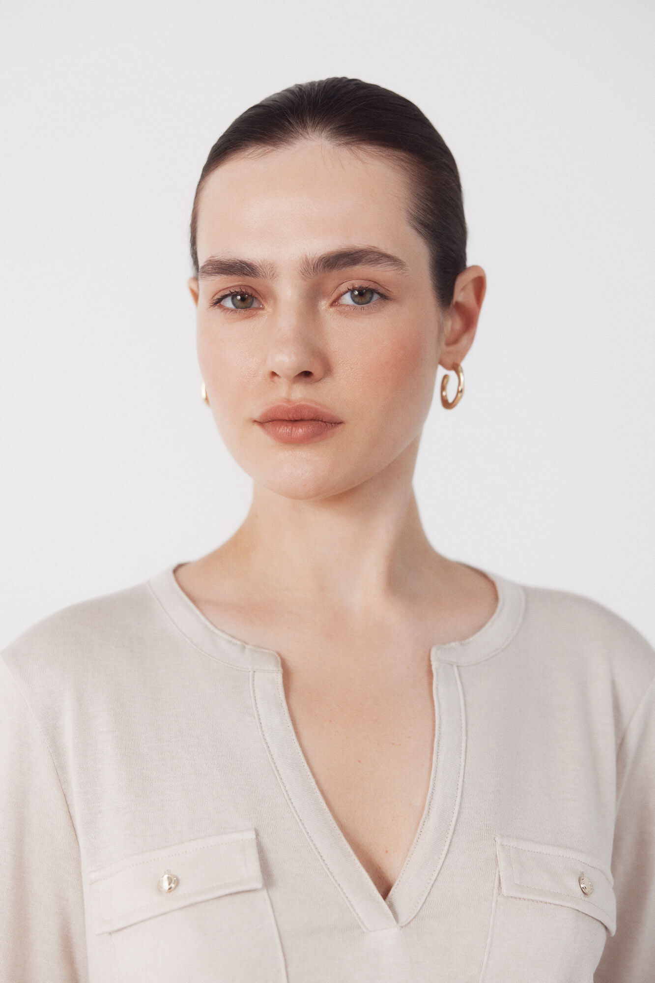 Cortefiel Camiseta bolsillos Beige