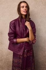 Slowlove Cazadora biker pespuntes Lila
