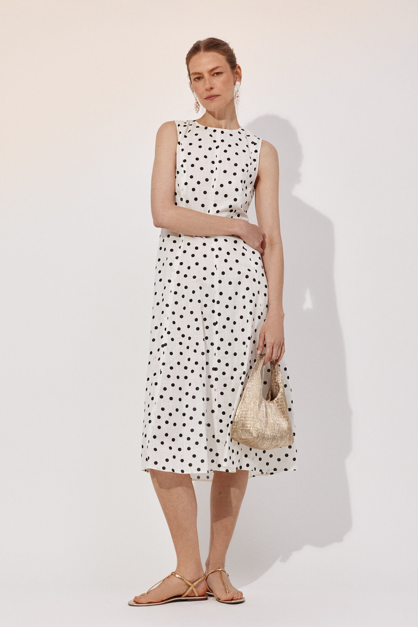 Cortefiel Vestido estampado con vuelo Estampado gris