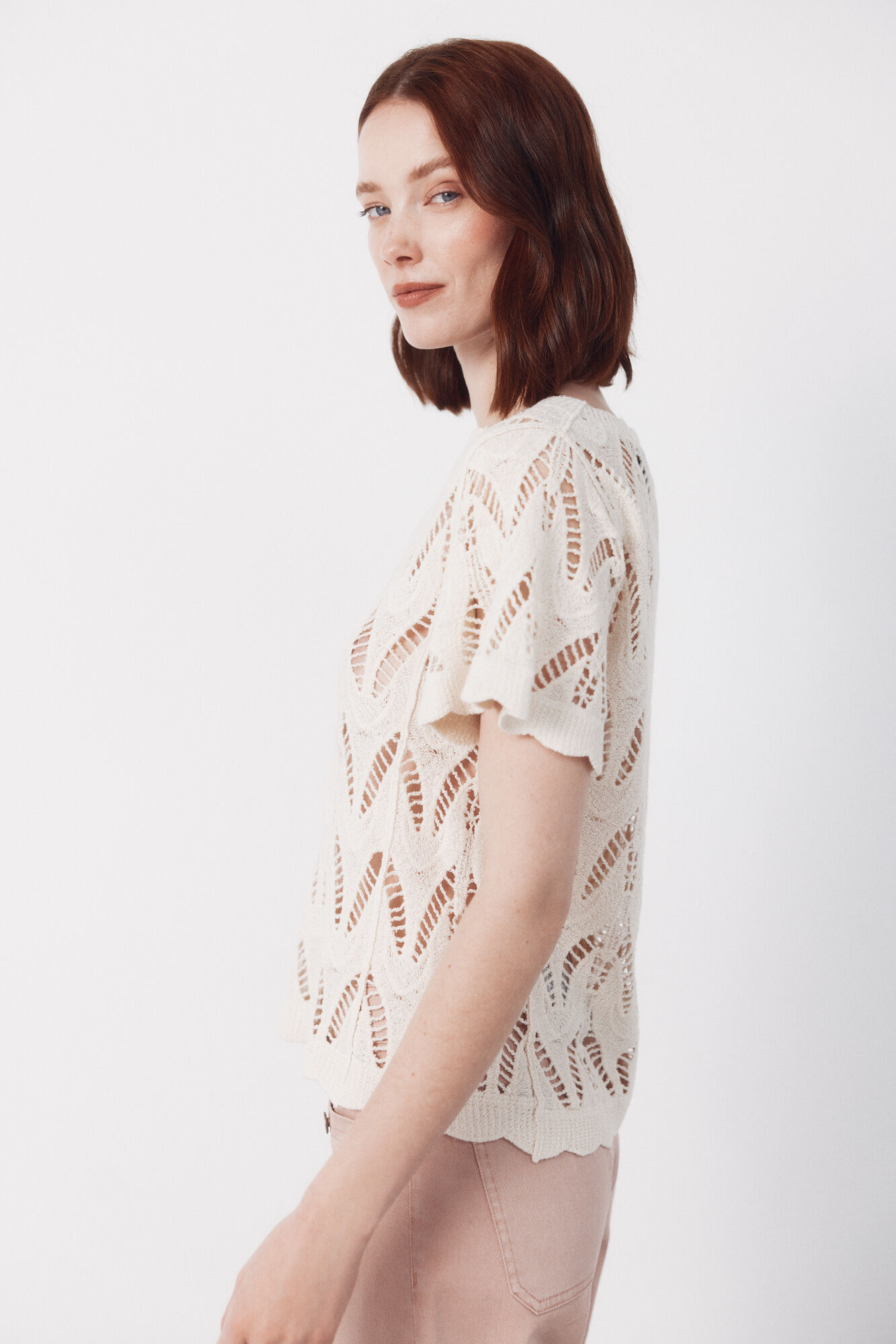 Cortefiel Top crochet Blanco