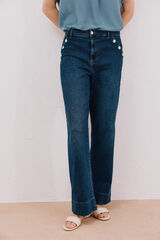 Cortefiel Pantalones palazzo botones Azul