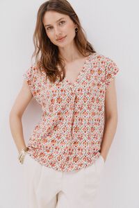 Cortefiel Playera pico con detalle puntilla