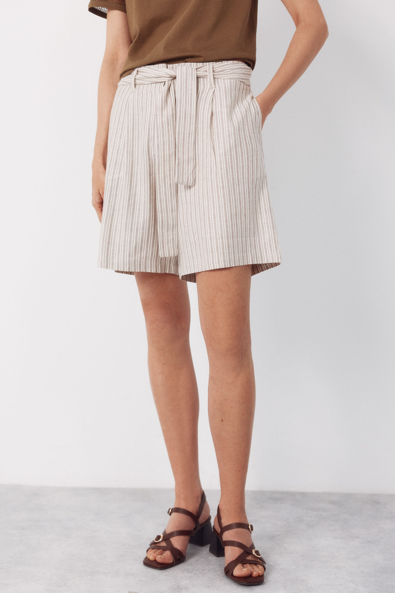 Cortefiel Pantal&oacute;n bermuda de lino