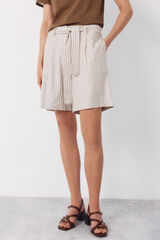 Cortefiel Pantal&oacute;n bermuda de lino Estampado marr&oacute;n