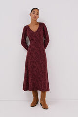 Cortefiel Vestido jacquard Vino