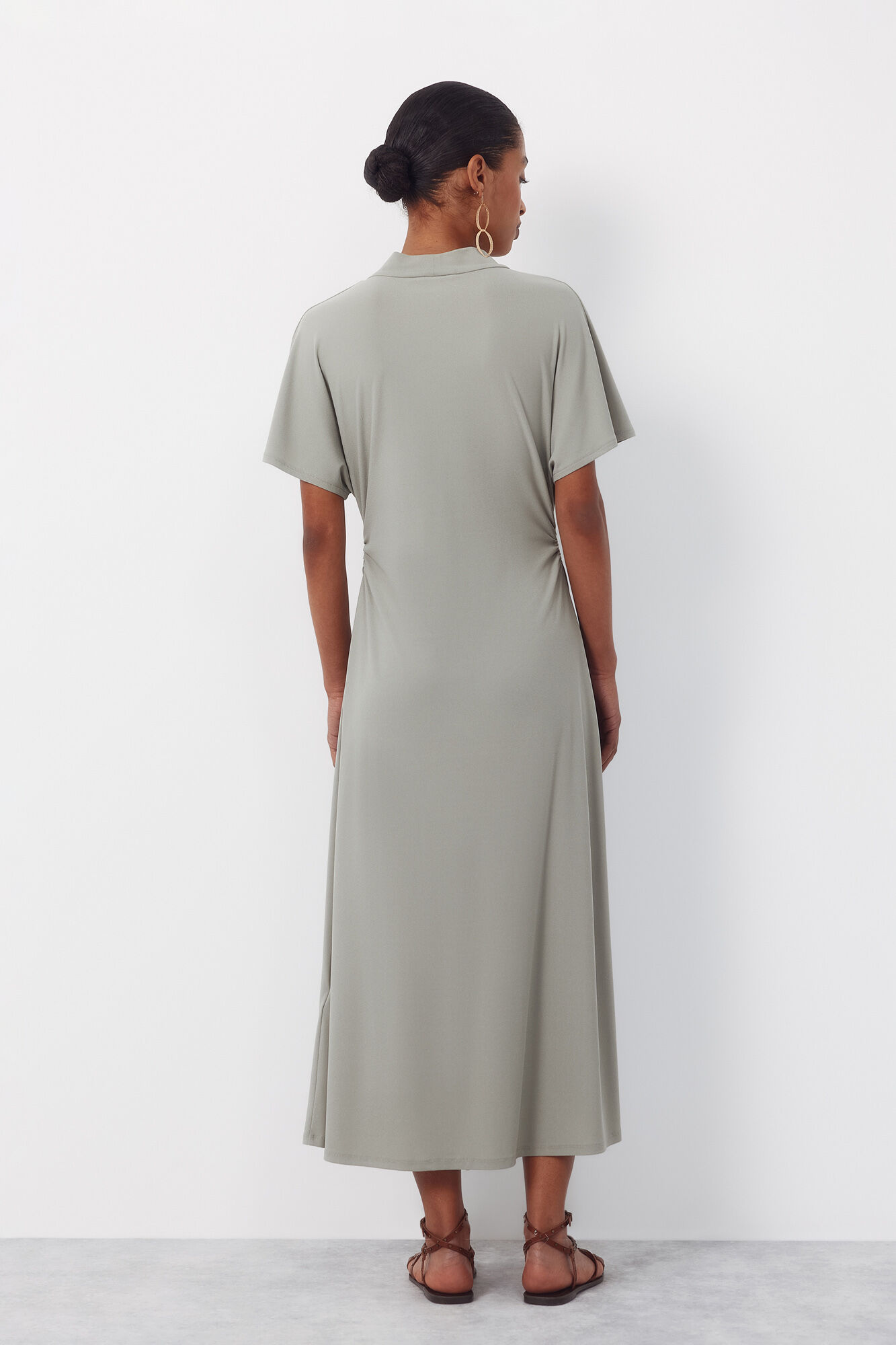 Cortefiel Vestido estampado Kaki