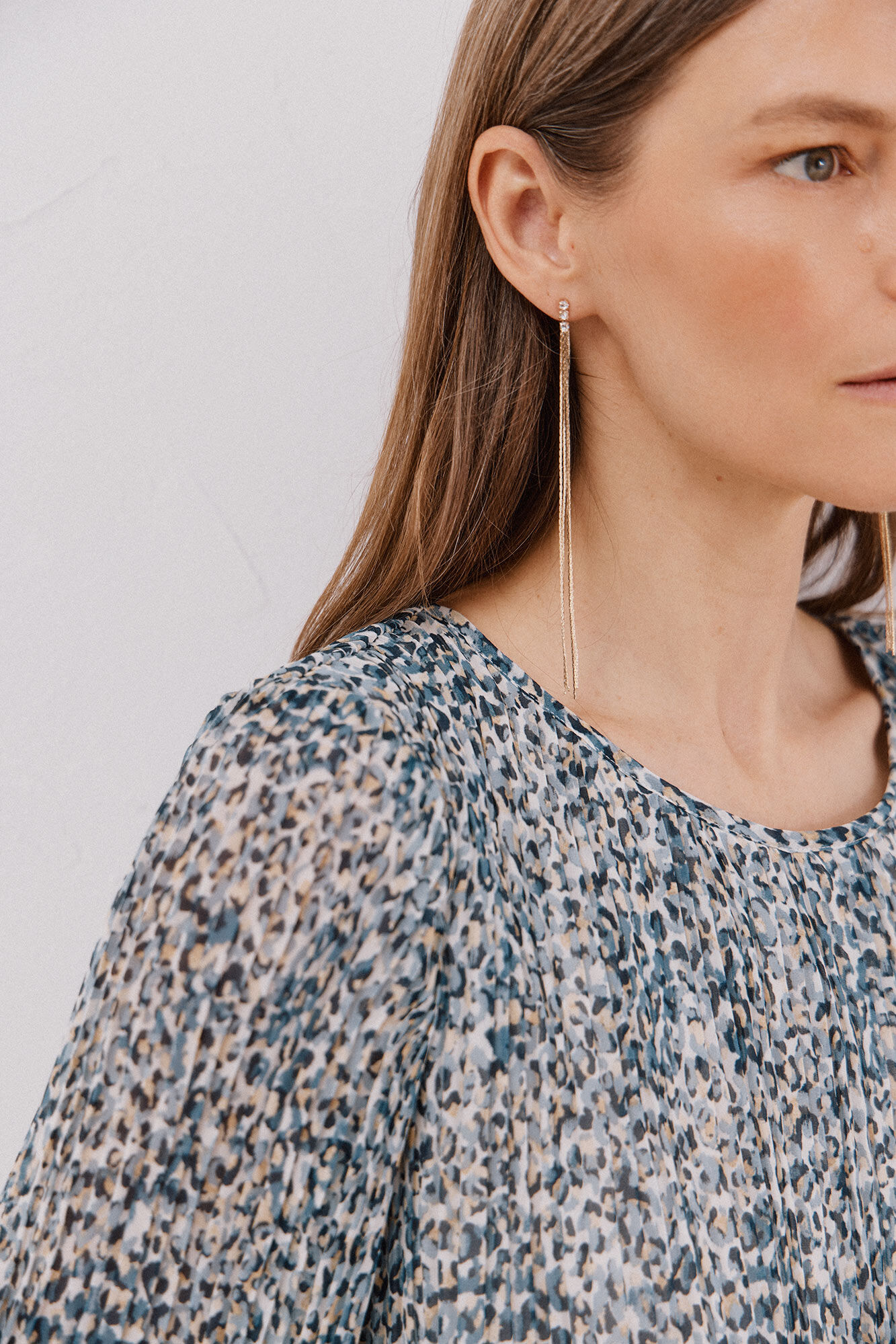 Cortefiel Blusa plisada Estampado azul