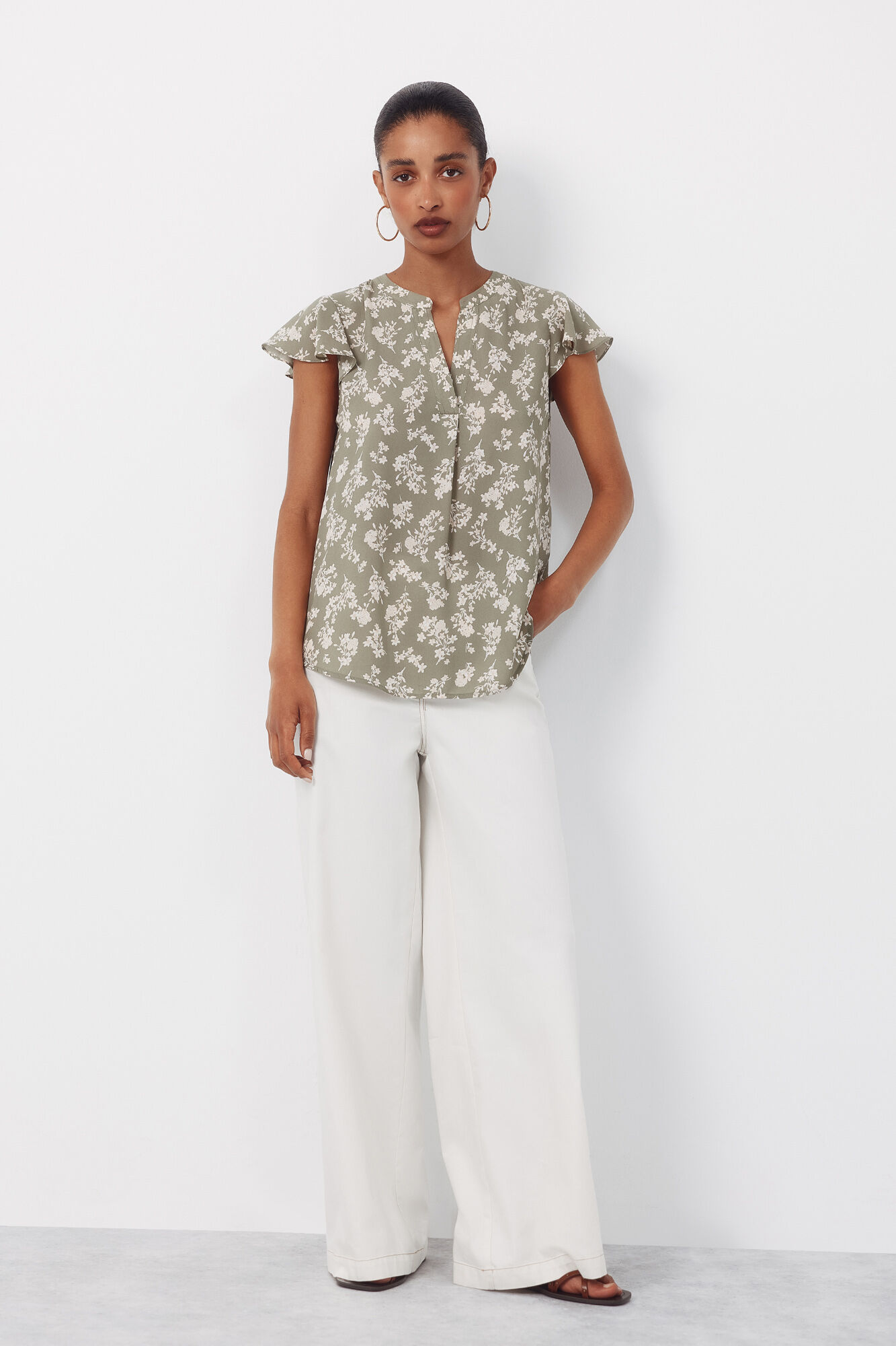 Cortefiel Blusa fluida de manga de vuelo