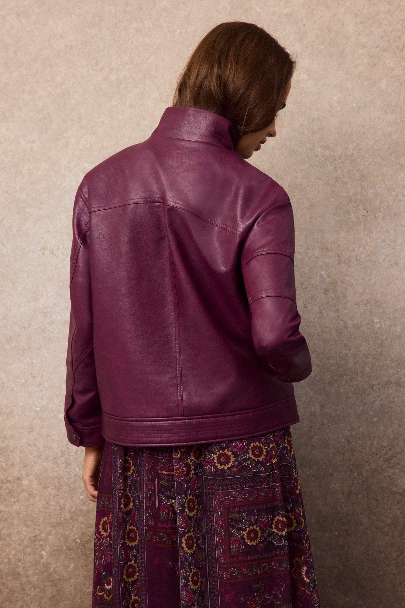 Slowlove Cazadora biker pespuntes Lila