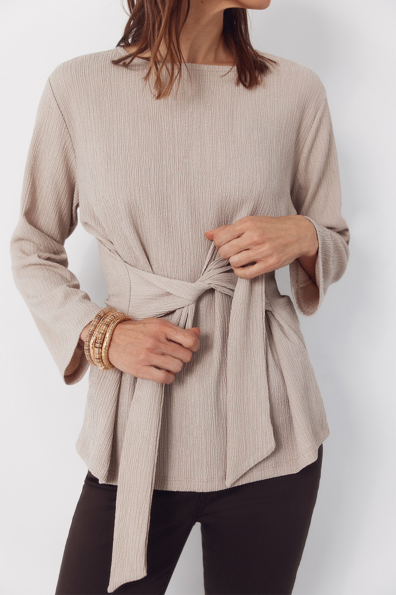 Cortefiel Top con nudo delantero Beige
