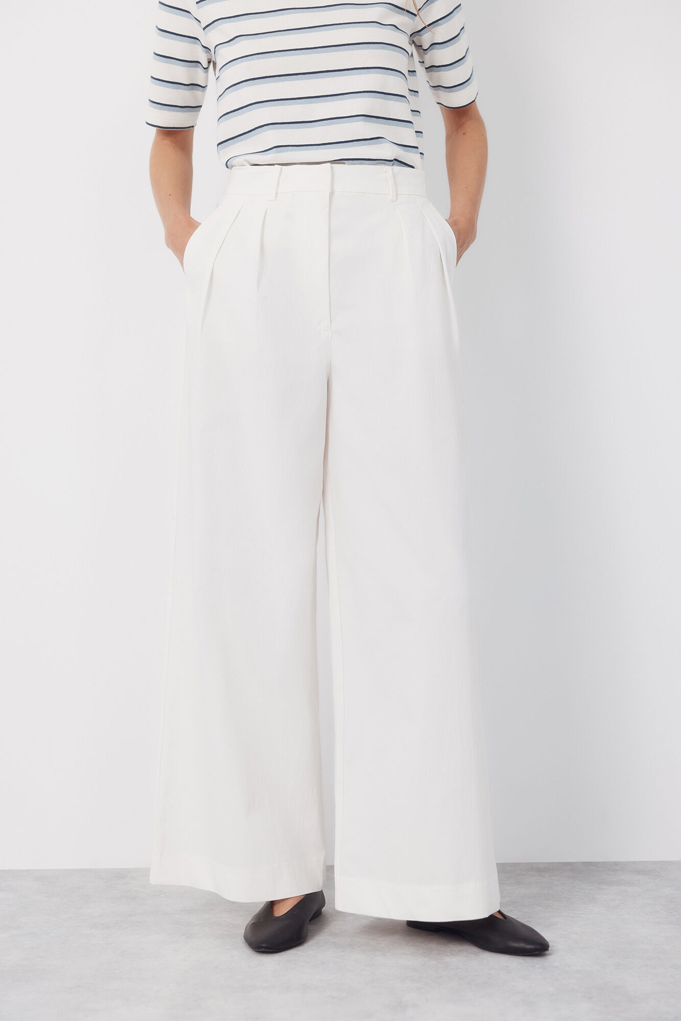 Cortefiel Pantal&oacute;n pinza de algod&oacute;n Marfil