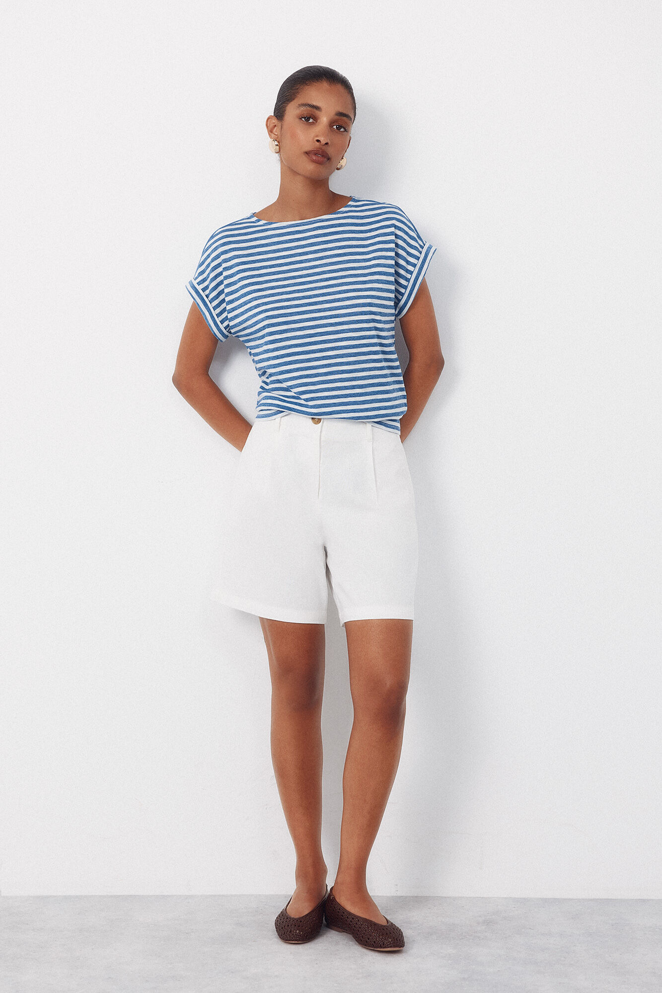 Cortefiel Playera de rayas Azul