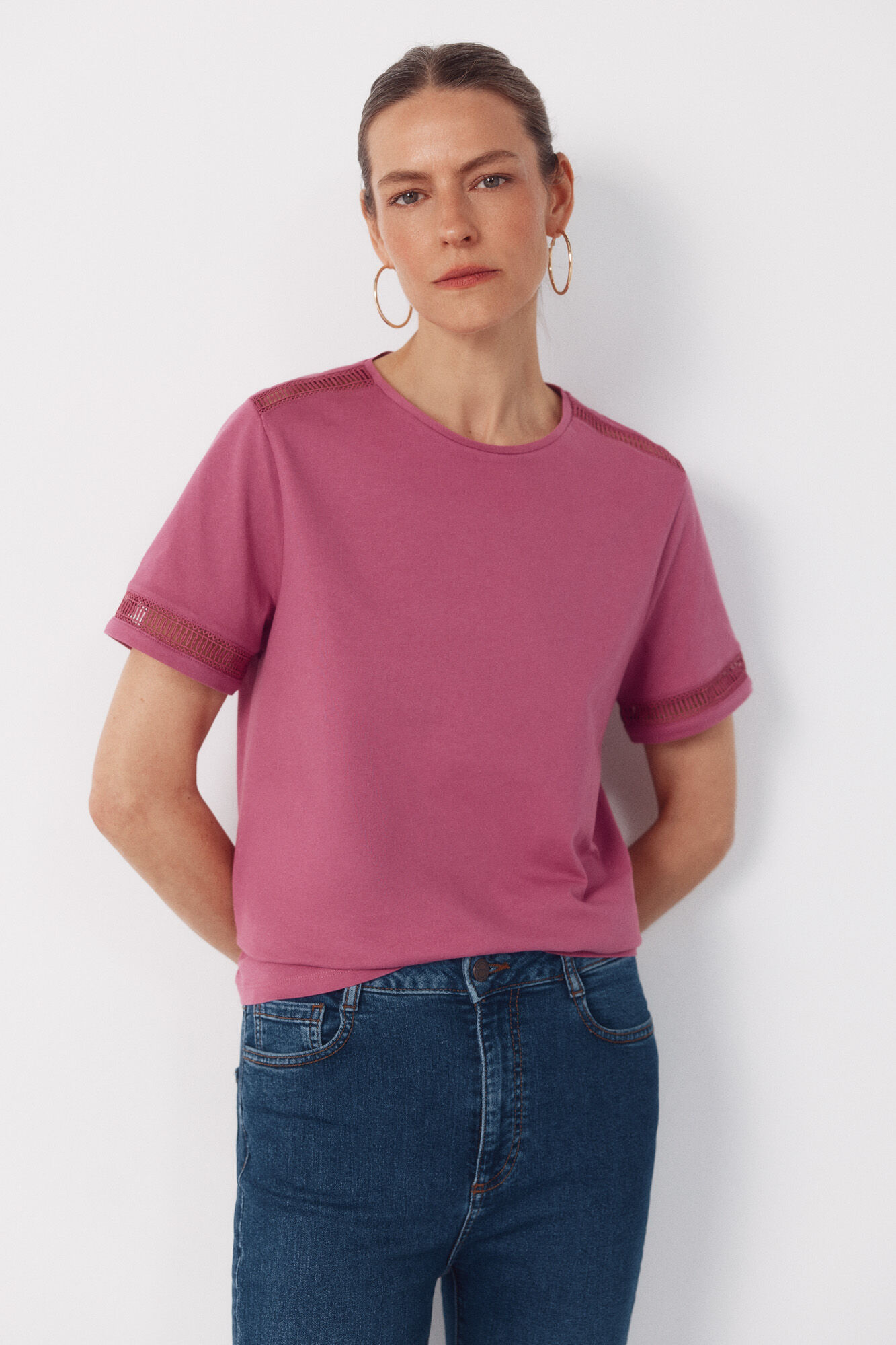 Cortefiel Playera con detalle de vainicas
