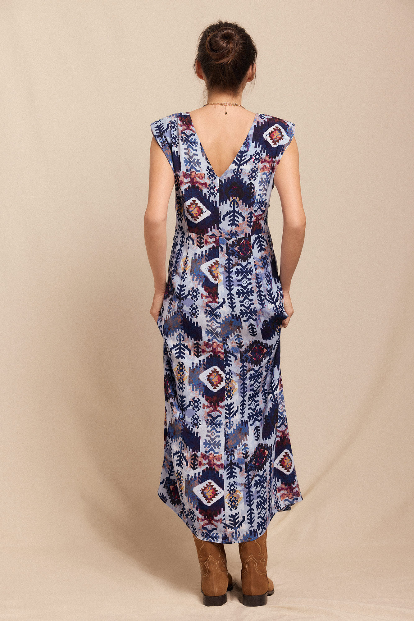 Slowlove Vestido estampado con hombreras