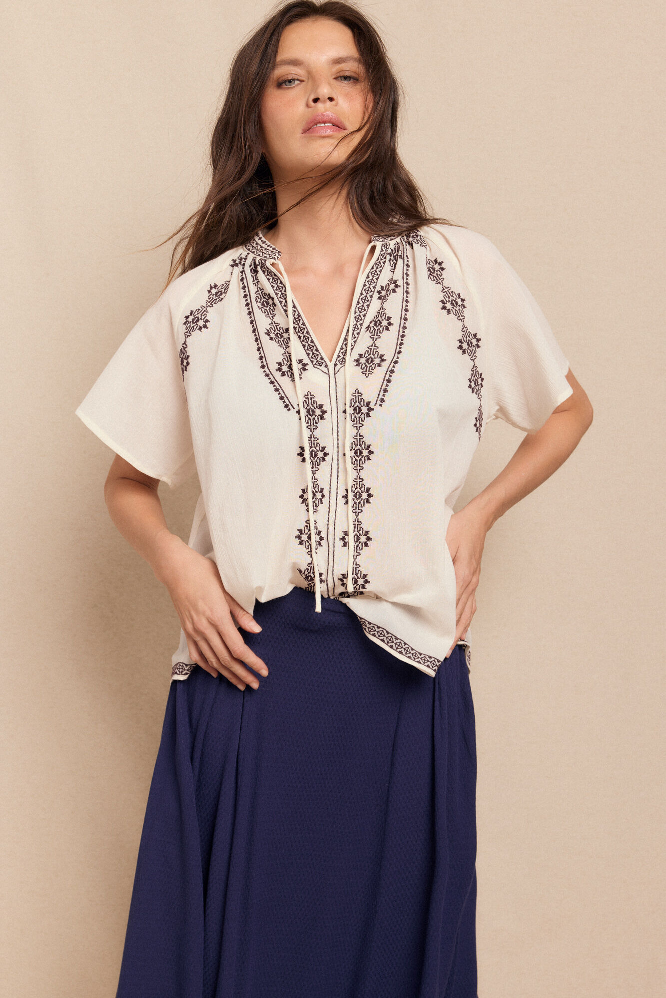 Slowlove Blusa con bordados