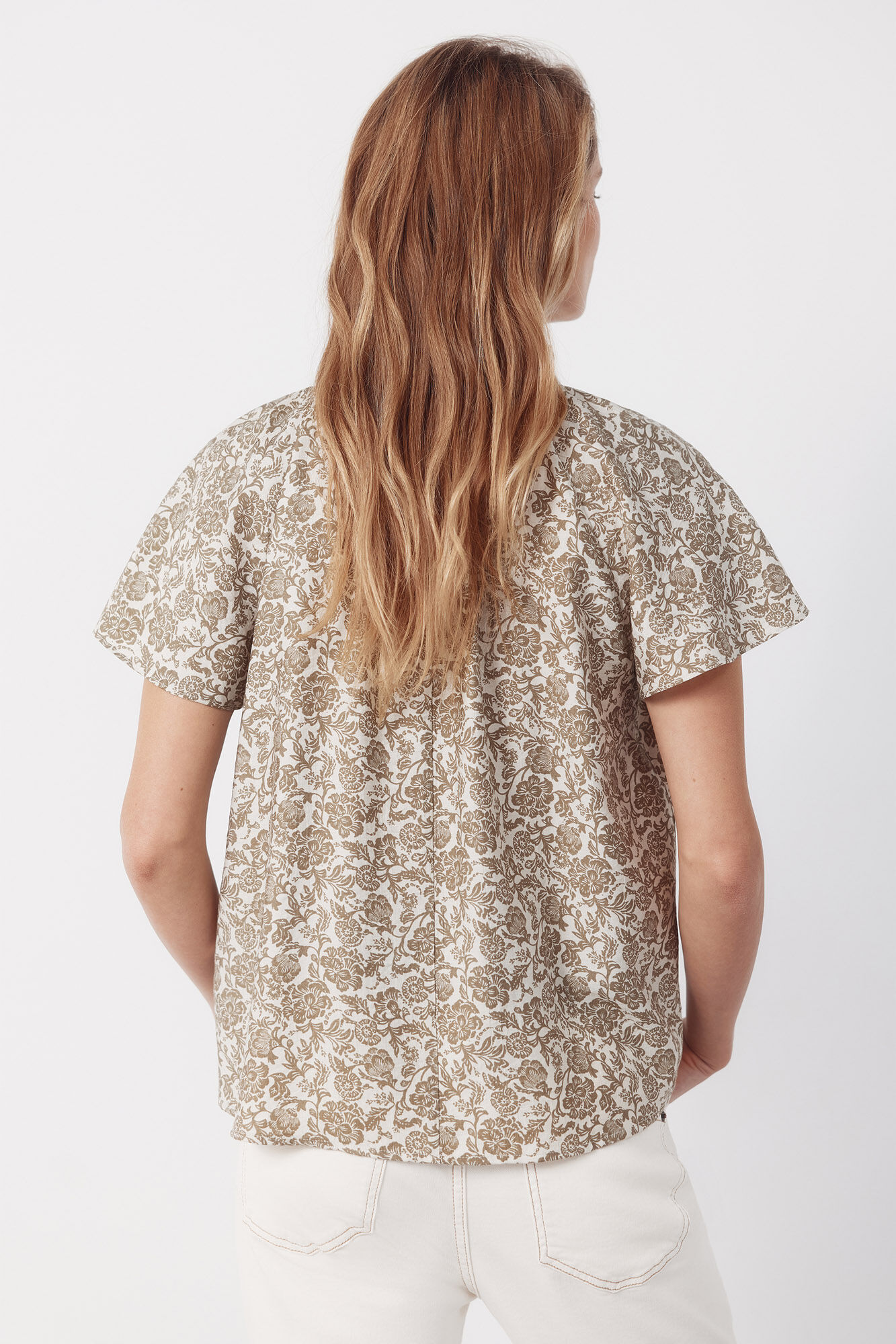 Cortefiel Blusa manga rangl&aacute;n Estampado verde