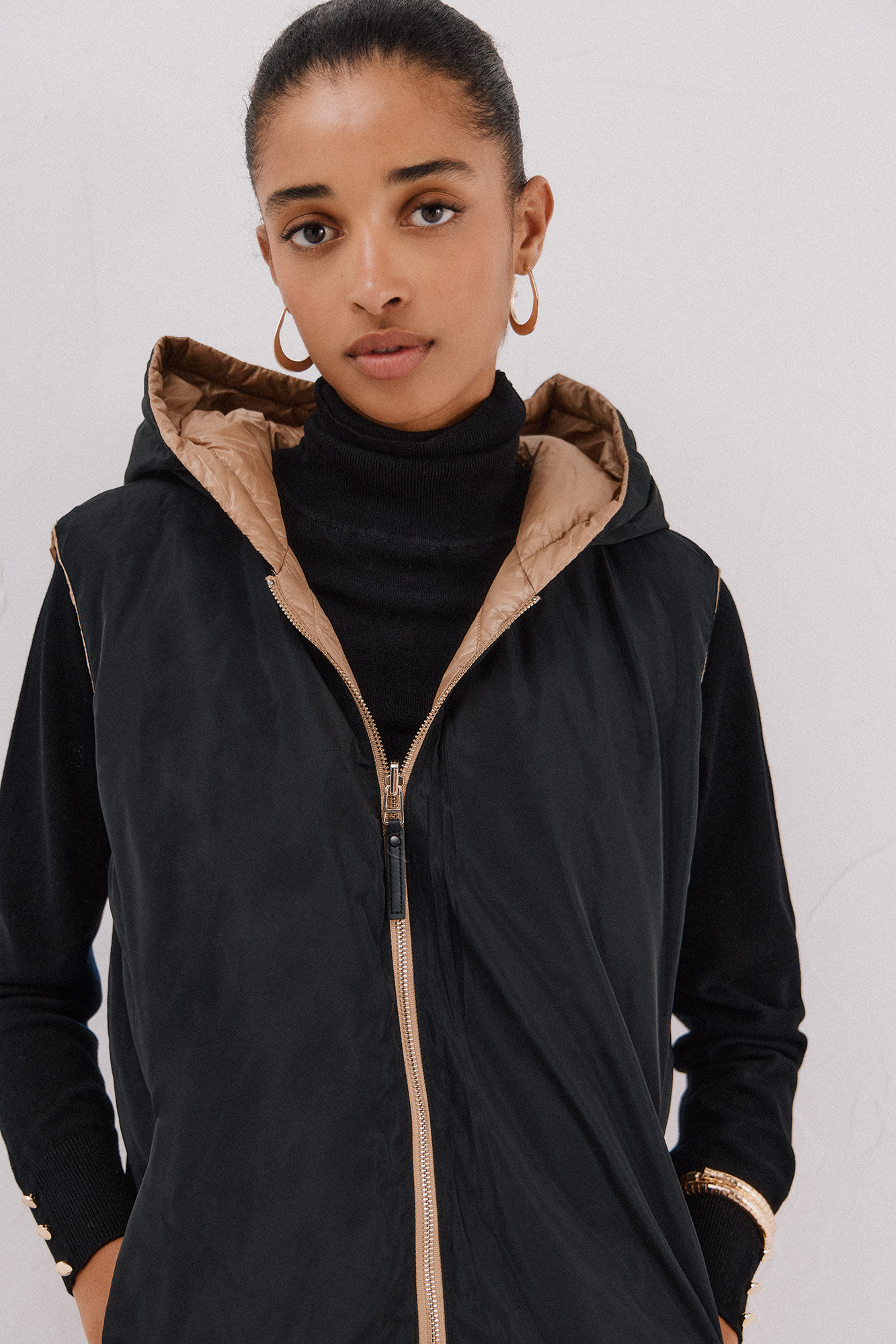 Cortefiel Chaleco largo reversible Beige