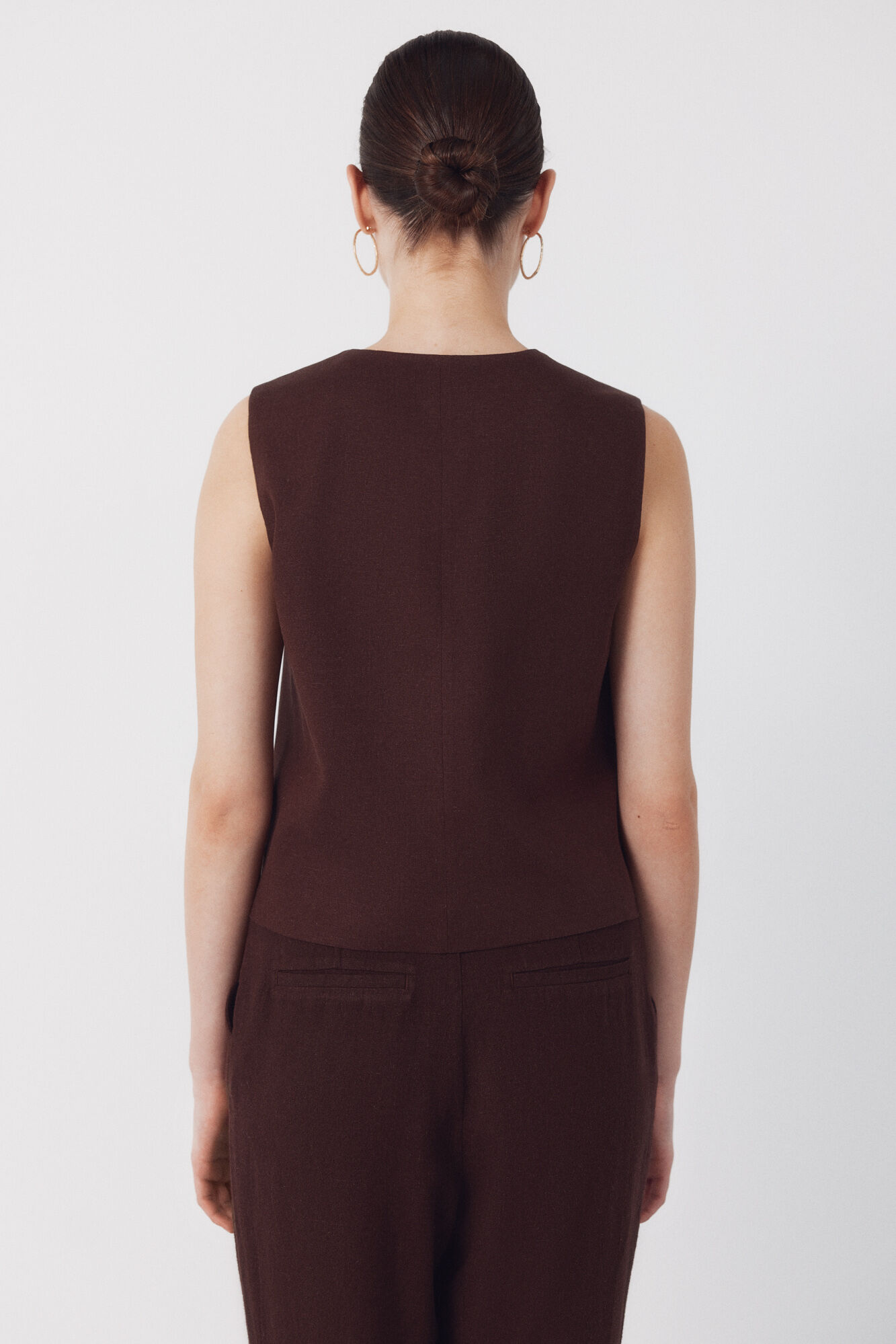 Cortefiel Chaleco sastrero Marr&oacute;n oscuro