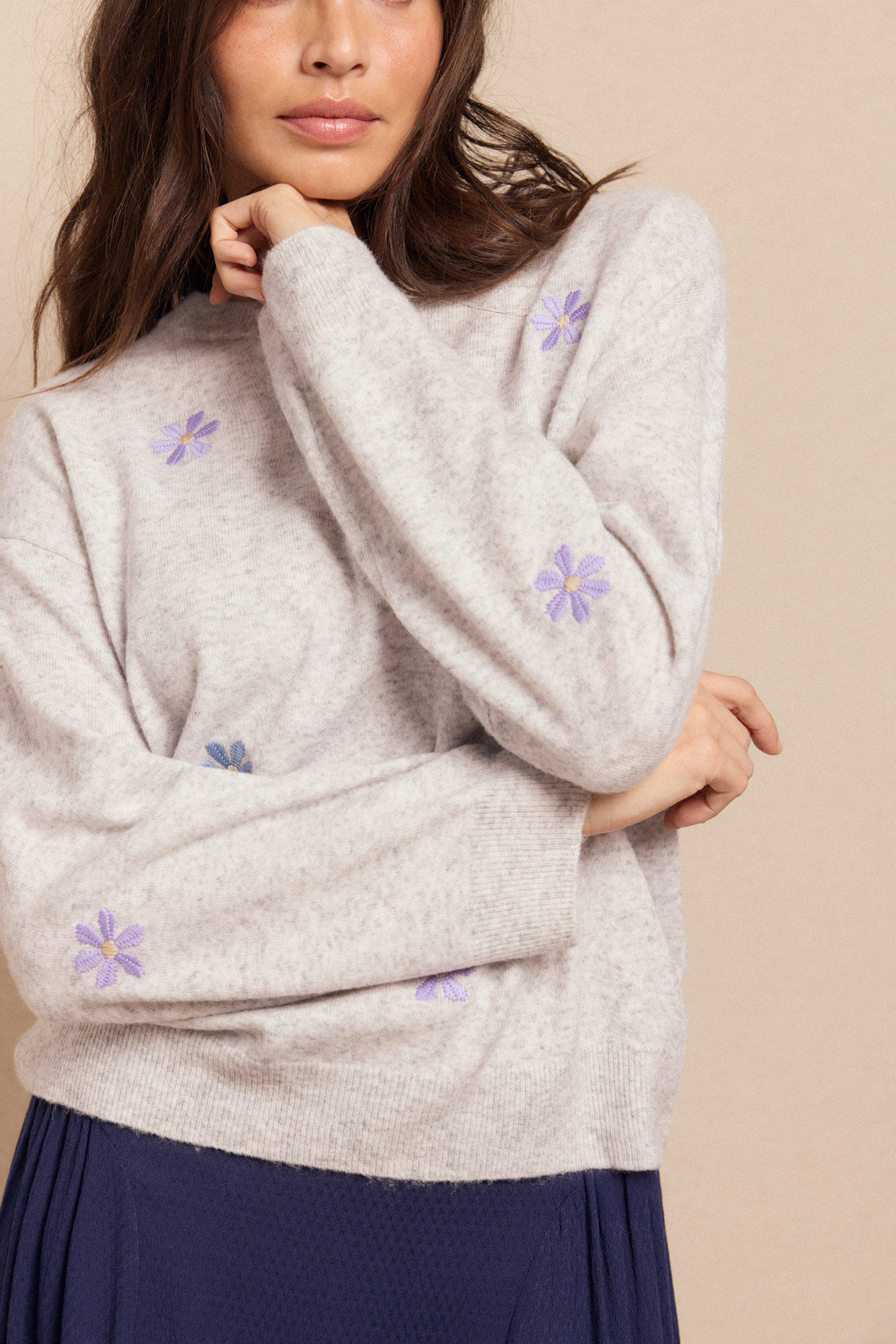 Slowlove Su&eacute;ter bordado Gris