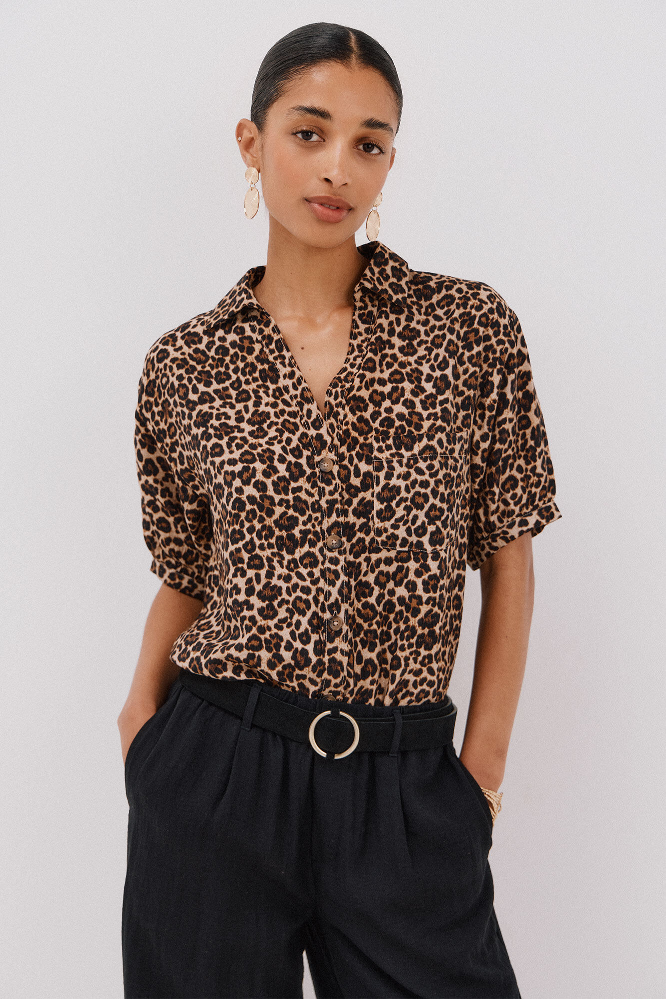 Cortefiel Camisa estampado animal Multicolor
