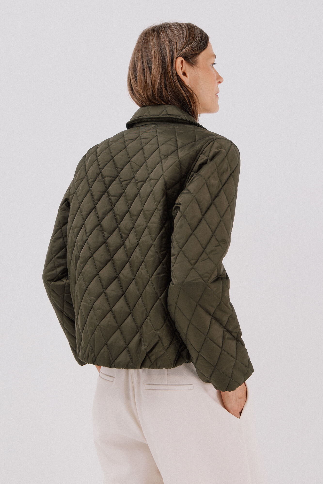 Cortefiel Anorak acolchado botones Kaki