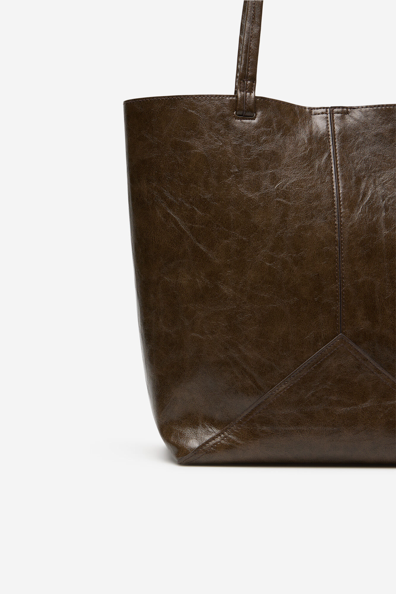Cortefiel Bolsa shopper con cortes Marr&oacute;n oscuro