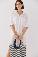 Cortefiel Caft&aacute;n camisero largo Blanco