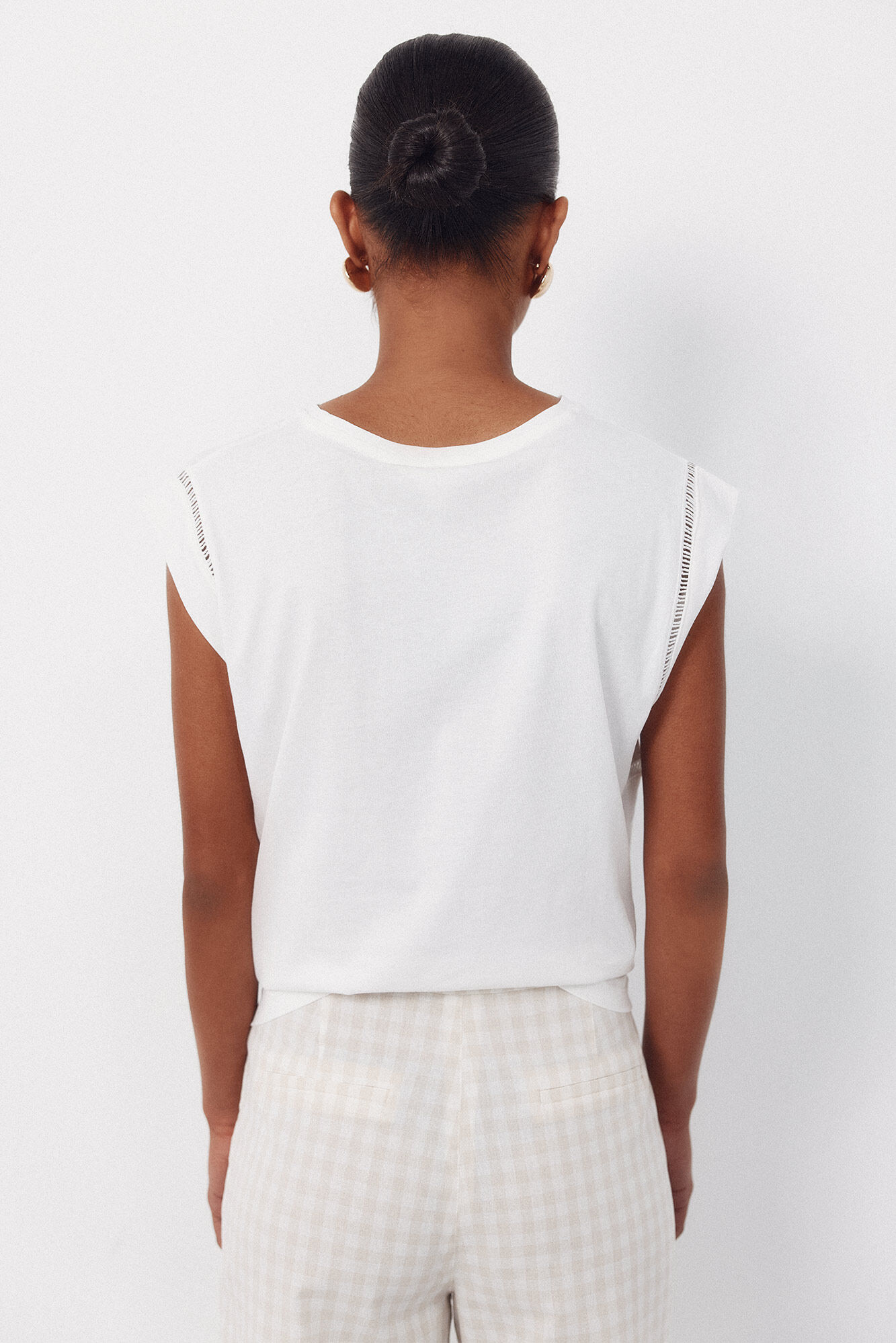 Cortefiel Playera con encaje en sisa Blanco