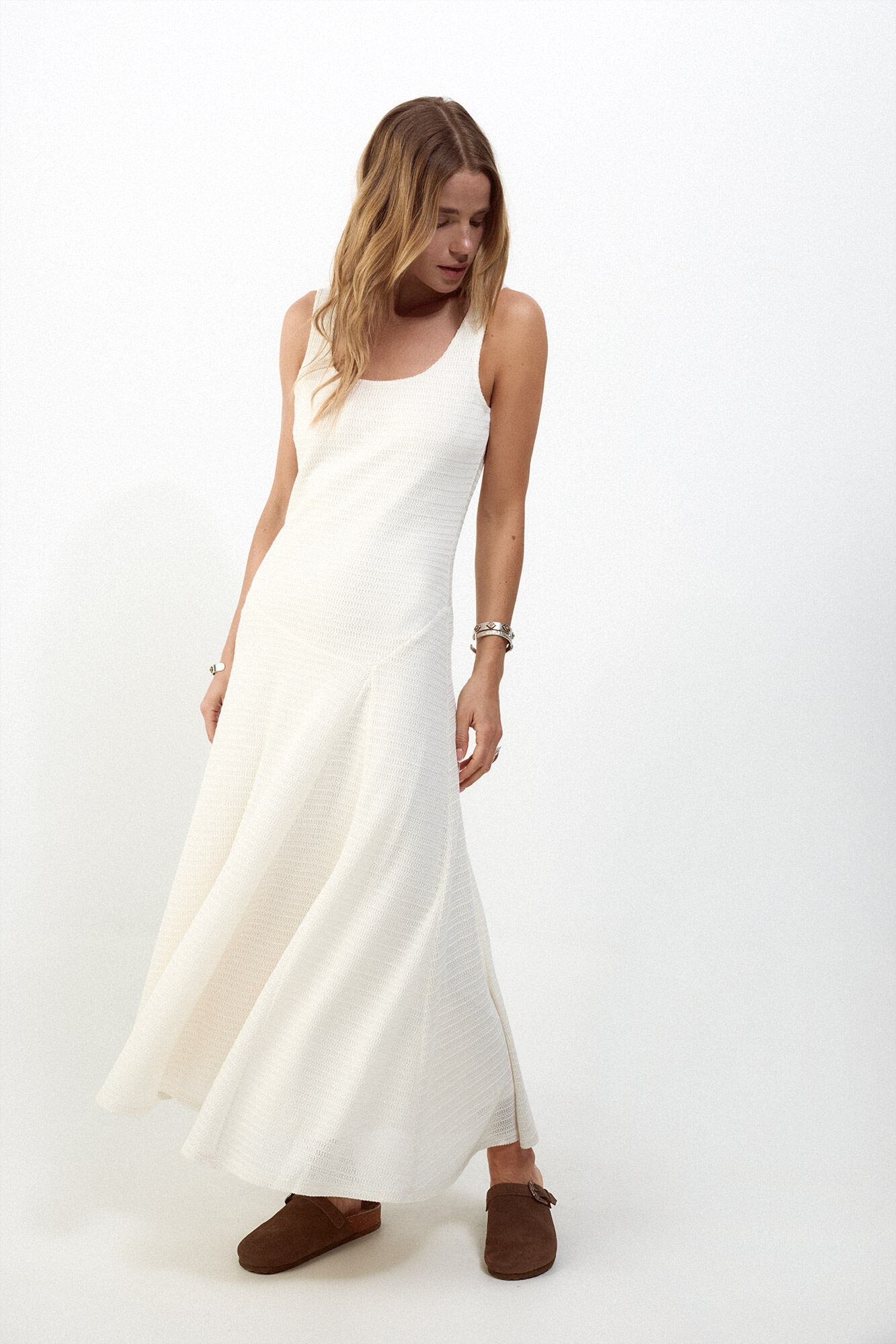 Slowlove Vestido tirantes estructura Marfil