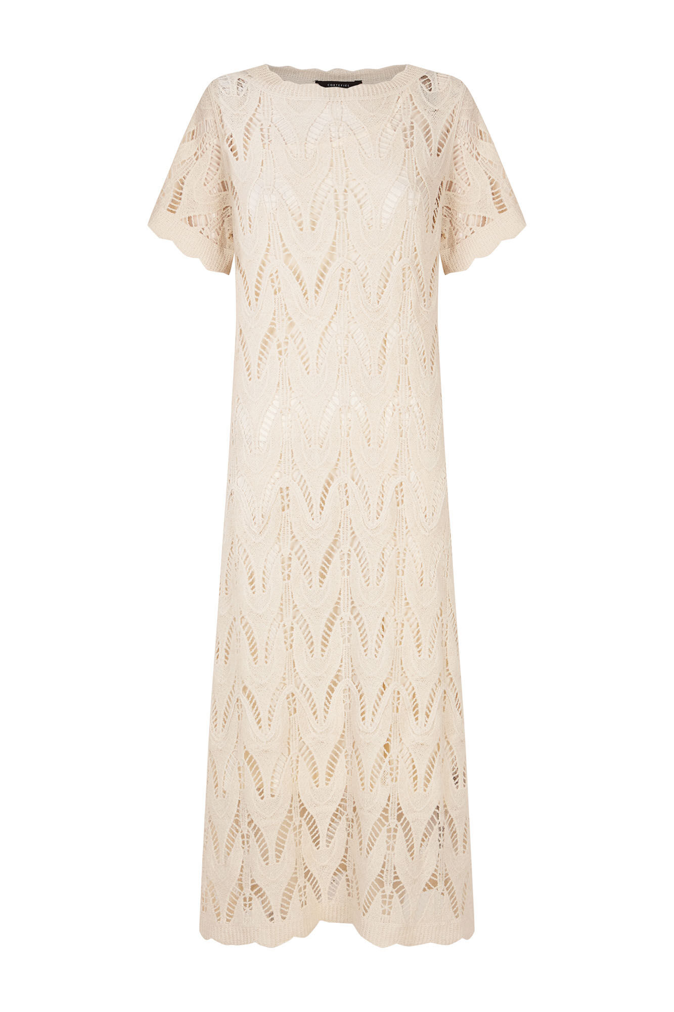Cortefiel Vestido largo de crochet Blanco