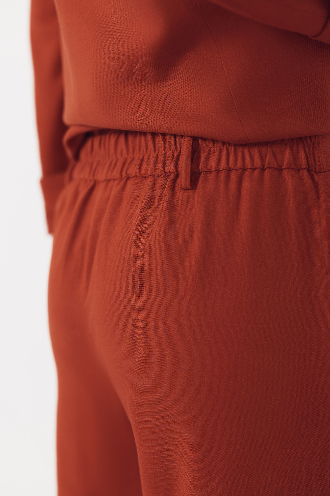 Cortefiel Pantal&oacute;n ancho de lino Naranja