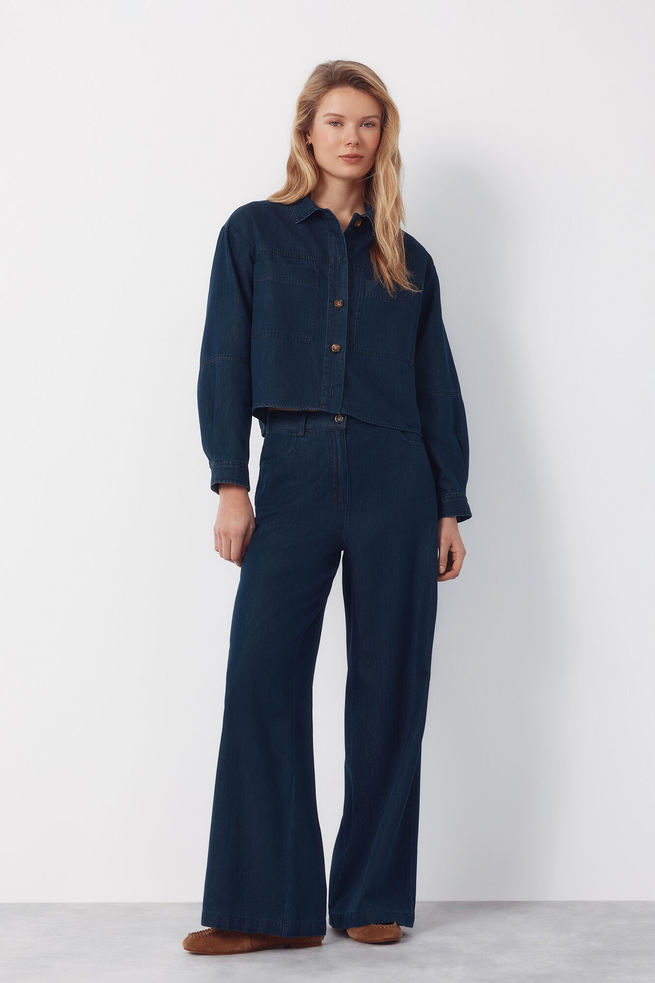 Cortefiel Jean palazzo suave Azul