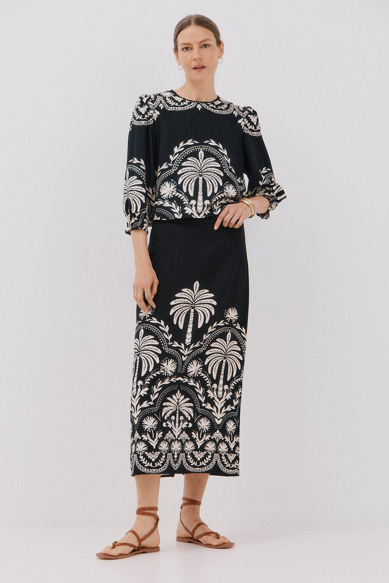 Cortefiel Falda recta estampada Estampado blanco