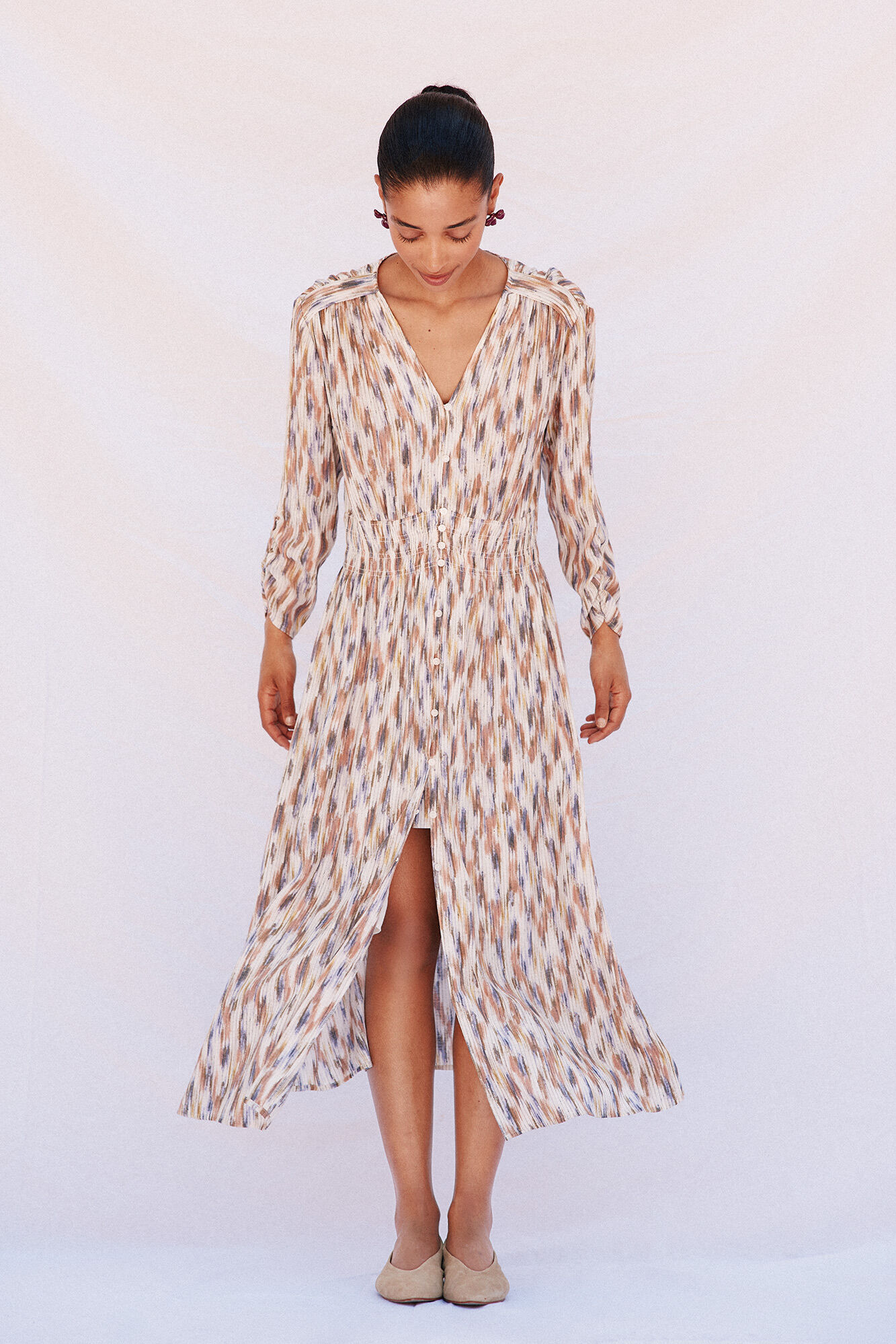 Cortefiel Vestido largo estampado Multicolor