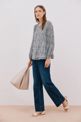 Cortefiel Blusa plisada Estampado azul