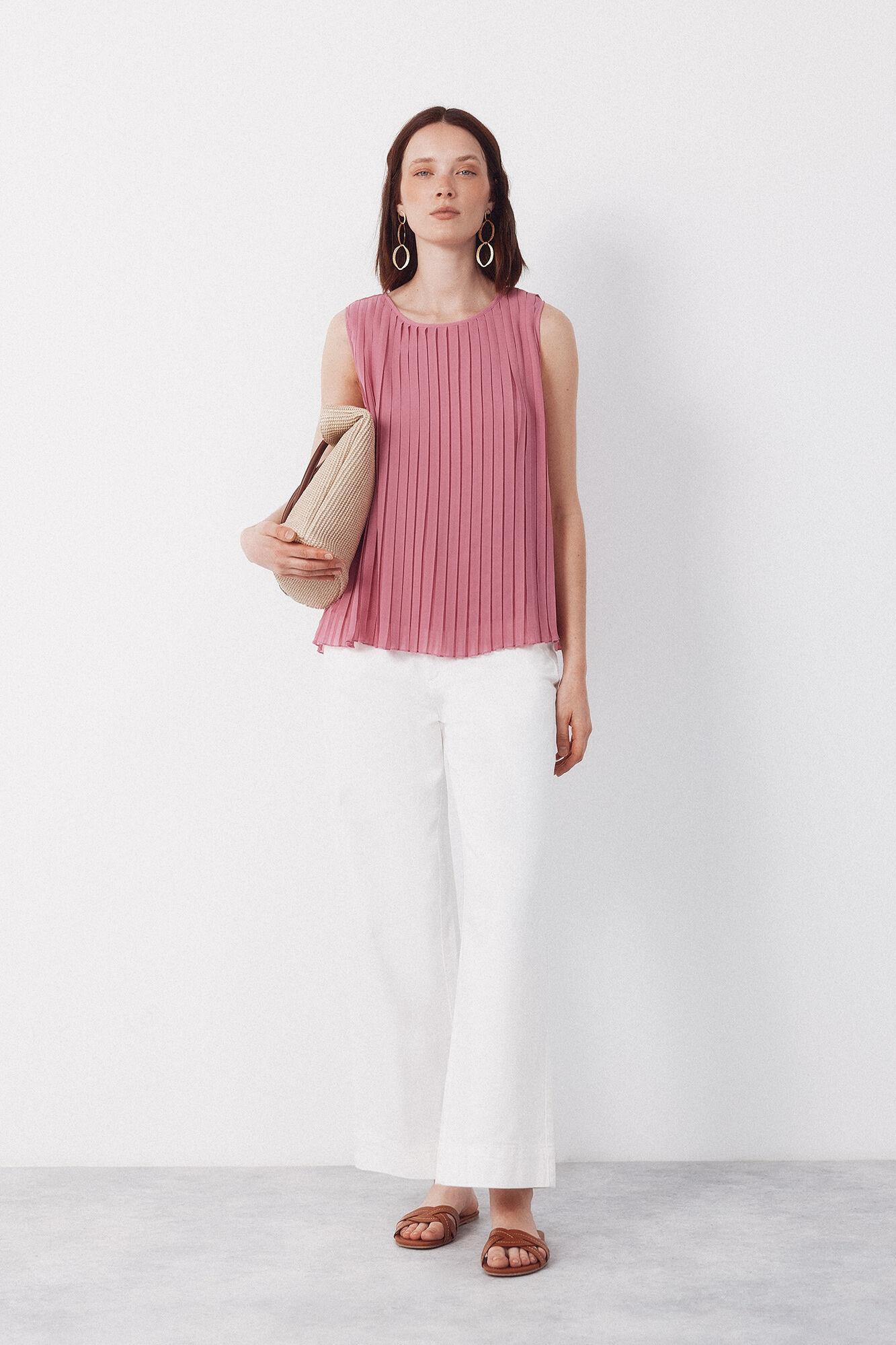 Cortefiel Blusa plisada Rosa