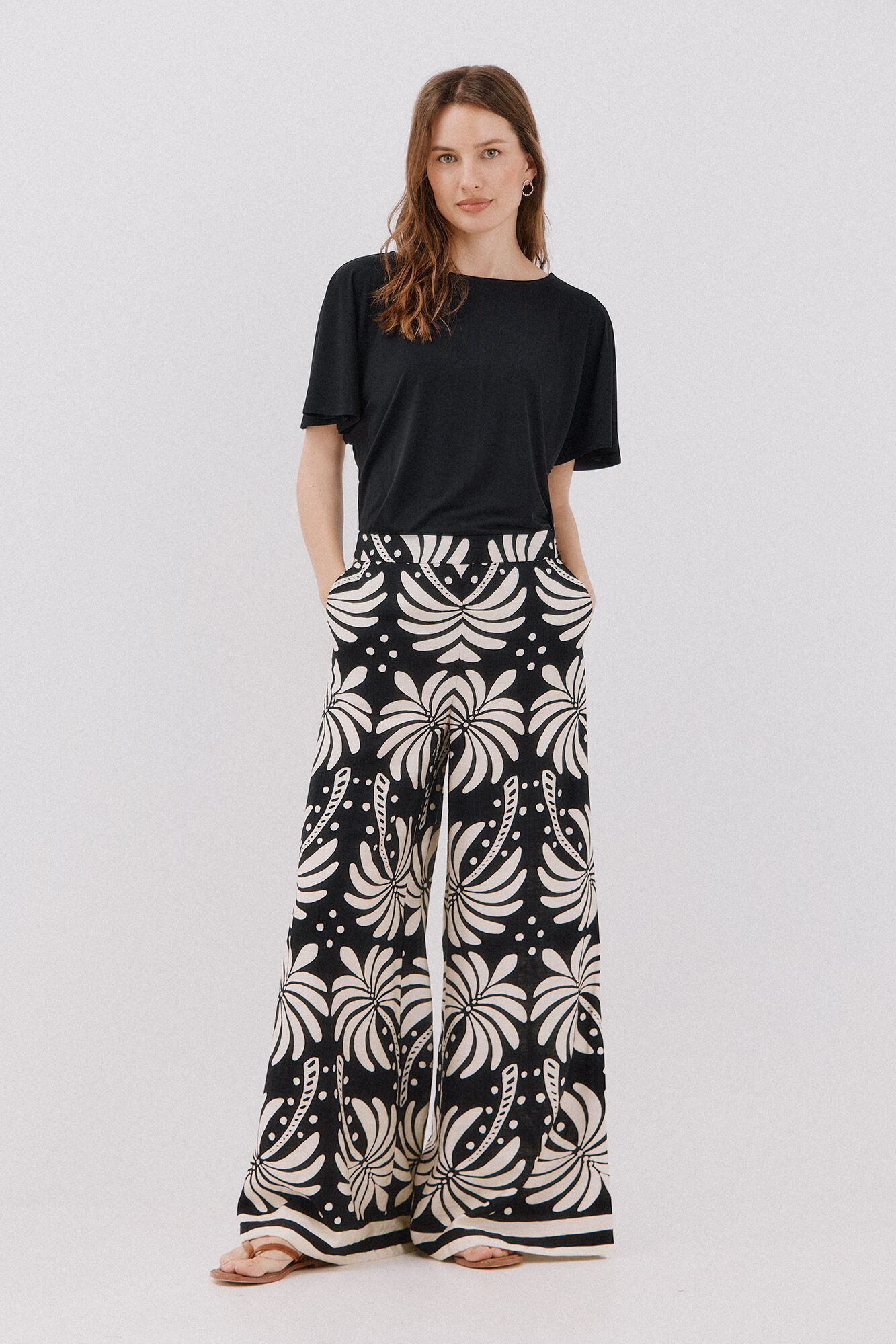 Cortefiel Playera b&aacute;sica fluida Negro