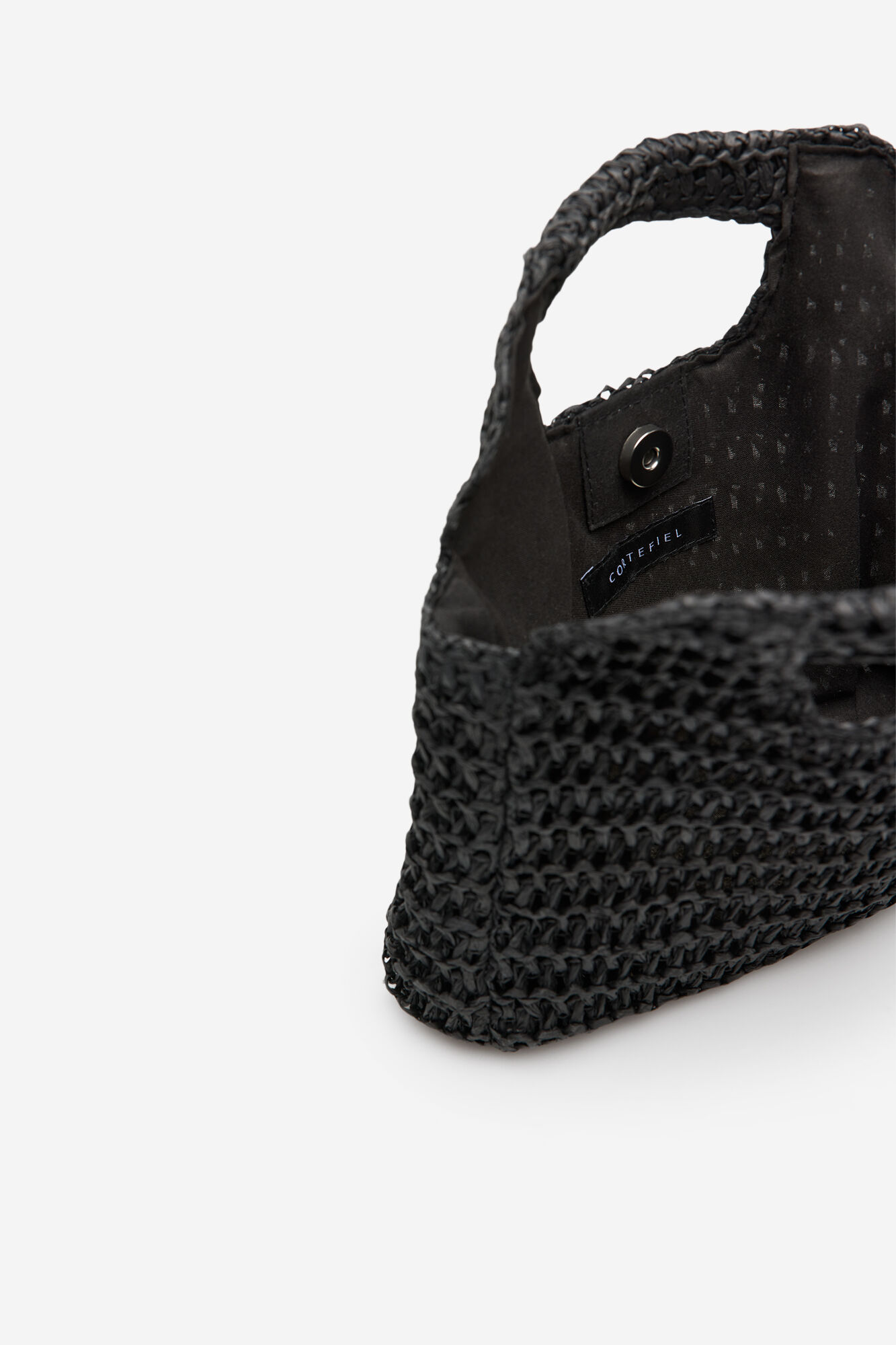 Cortefiel Bolsa trenzada de rafia Negro