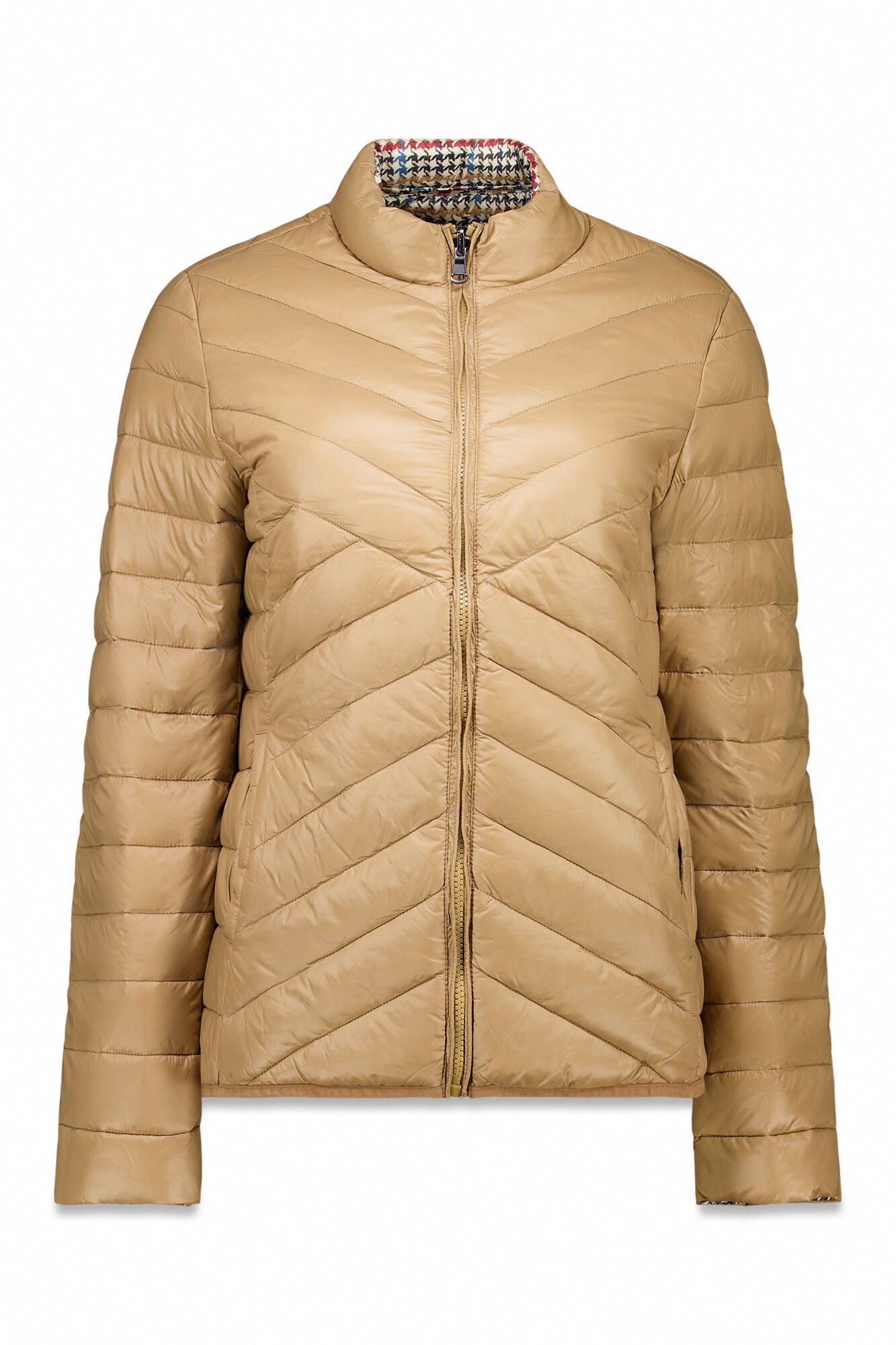 Cortefiel Chamarra reversible plumas Beige