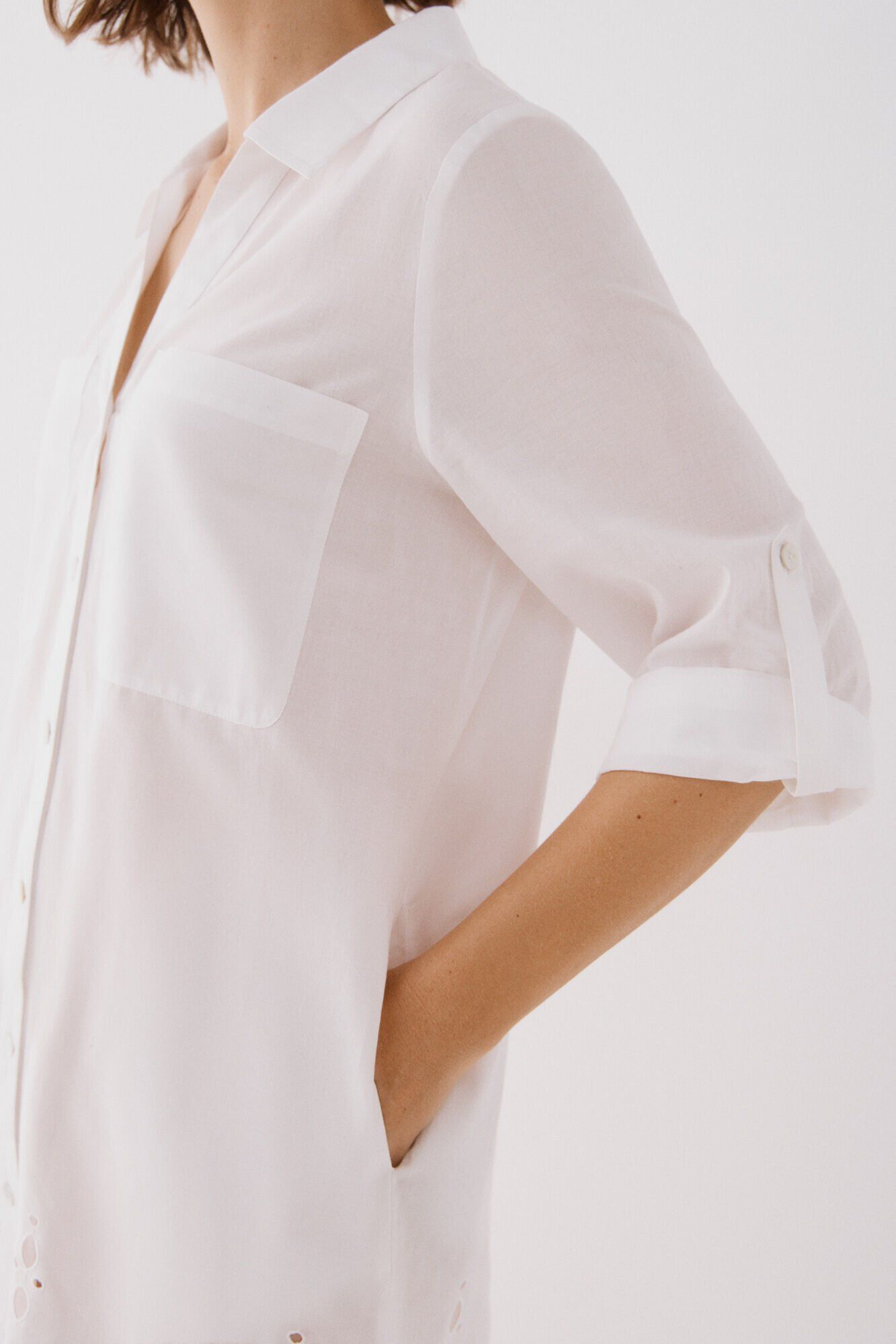 Cortefiel Caft&aacute;n camisero largo Blanco