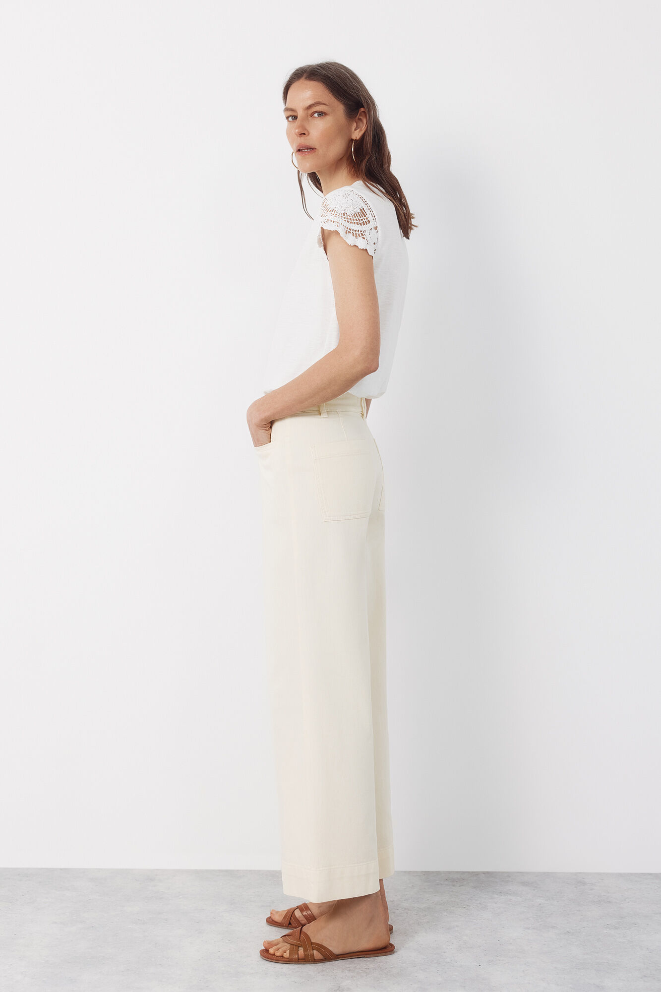 Cortefiel Pantalones con ribete Amarillo
